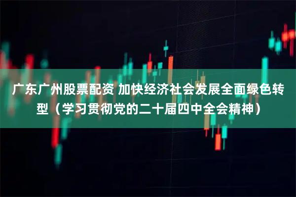广东广州股票配资 加快经济社会发展全面绿色转型（学习贯彻党的二十届四中全会精神）